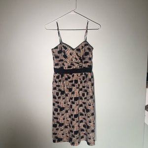 Anthropologie Retro Tan and Black Dress